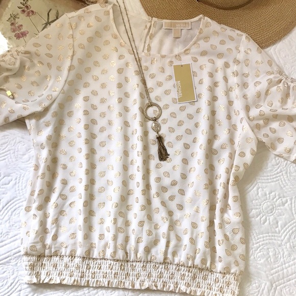NWT Michael Kors Smocked Waist Top - Picture 13 of 16